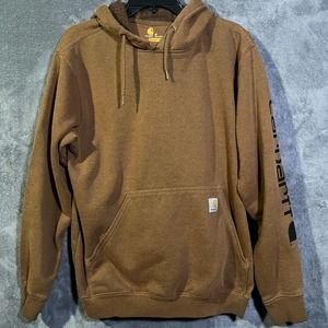 Carhartt Loose Fit Midweight Logo Sleeve Pullover Hoodie Mens Size M Brown